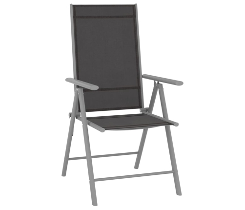 vidaXL 10-daļīgs dārza mēbeļu komplekts, melns, sudrabains