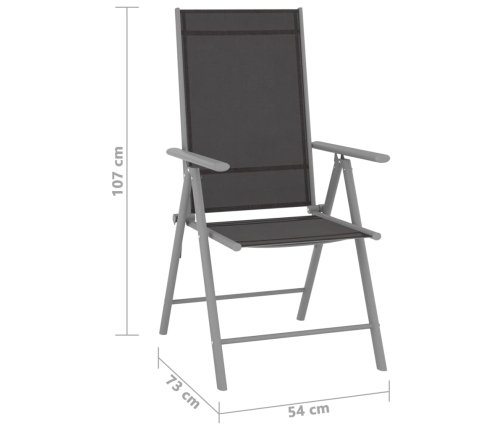 vidaXL 10-daļīgs dārza mēbeļu komplekts, melns, sudrabains