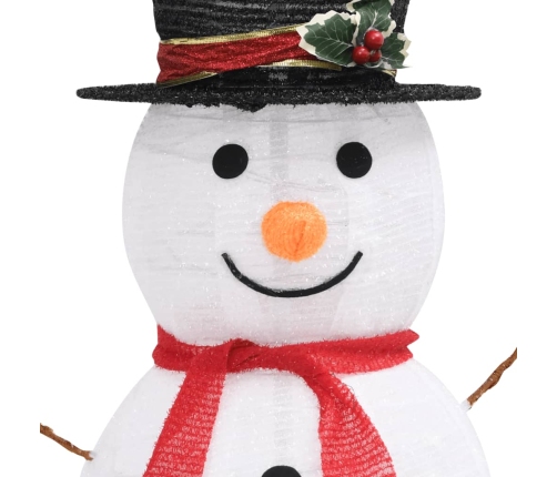 vidaXL dekoratīva Ziemassvētku sniegavīra figūra ar LED, audums, 90 cm