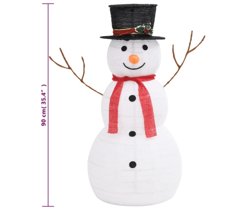 vidaXL dekoratīva Ziemassvētku sniegavīra figūra ar LED, audums, 90 cm