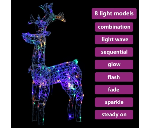 vidaXL Ziemassvētku dekorācija, ziemeļbriedis, 90 LED, 60x16x100 cm