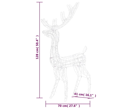vidaXL Ziemassvētku dekorācija, ziemeļbriedis, 140 LED, 120 cm, akrils