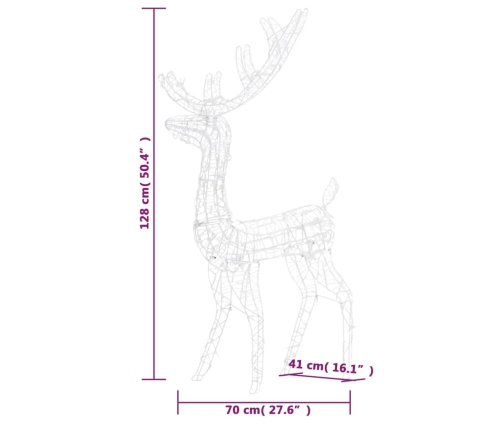 vidaXL Ziemassvētku dekorācija, ziemeļbriedis, 140 LED, 120 cm, akrils