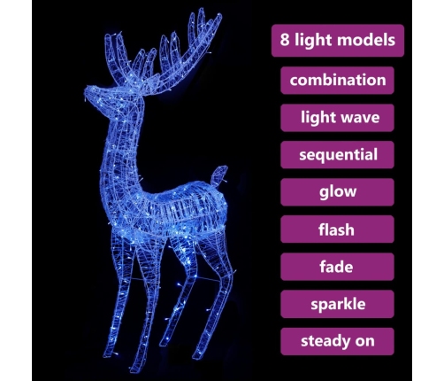 Ziemassvētku Dekorācija, Ziemeļbrieži, 250 Led, 180 Cm, Zili Vidaxl