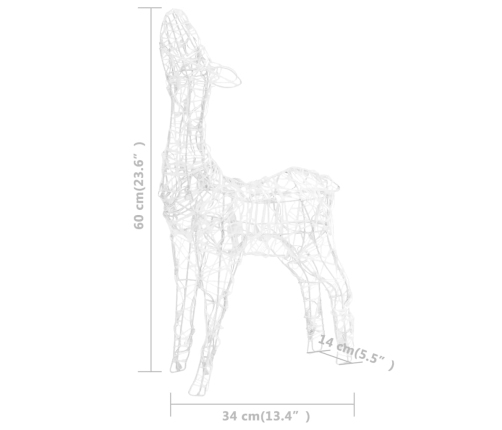vidaXL akrila ziemeļbriežu Ziemassvētku dekorācija, 160 baltas LED