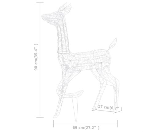 vidaXL akrila ziemeļbriežu Ziemassvētku dekorācija, 160 baltas LED