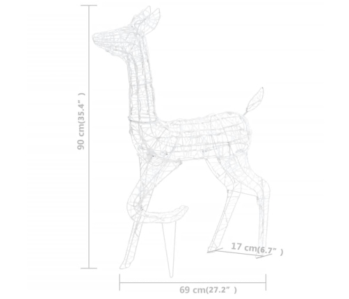 vidaXL akrila ziemeļbriežu Ziemassvētku dekorācija, 160 baltas LED