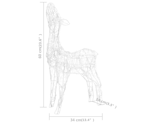 vidaXL akrila ziemeļbriežu Ziemassvētku dekorācija, 160 baltas LED