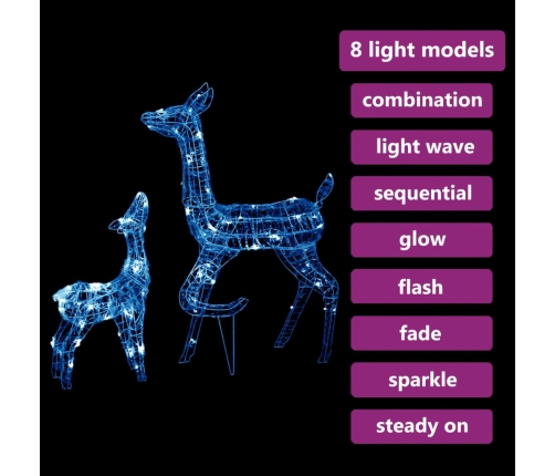 vidaXL akrila ziemeļbriežu Ziemassvētku dekorācija, 160 zilas LED