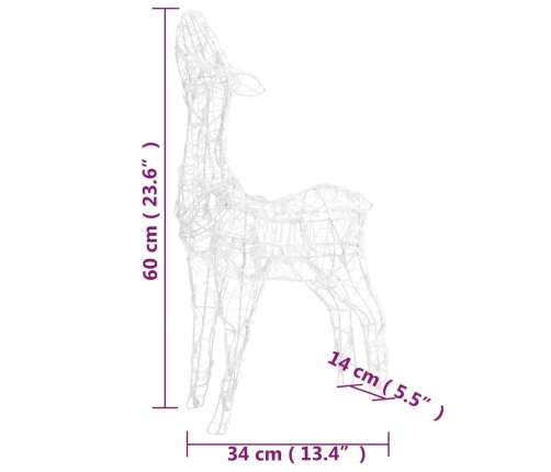 vidaXL akrila ziemeļbriežu Ziemassvētku dekorācija, 160 zilas LED