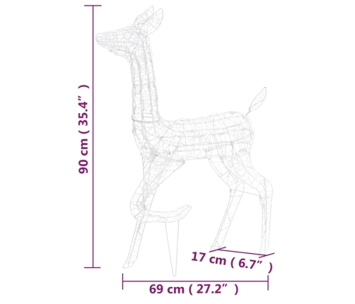 vidaXL akrila ziemeļbriežu Ziemassvētku dekorācija, 160 zilas LED