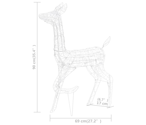 vidaXL akrila ziemeļbriežu Ziemassvētku dekorācija, 300 baltas LED