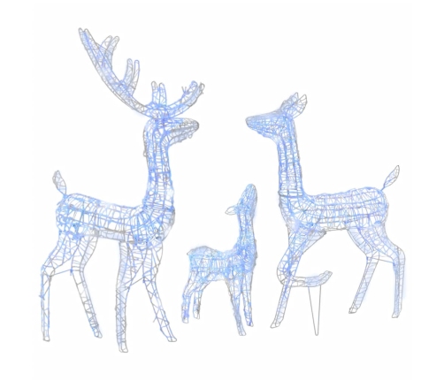 vidaXL akrila ziemeļbriežu Ziemassvētku dekorācija, 300 zilas LED