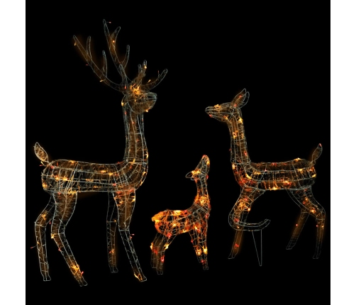 vidaXL akrila ziemeļbriežu Ziemassvētku dekorācija, 300 krāsainas LED