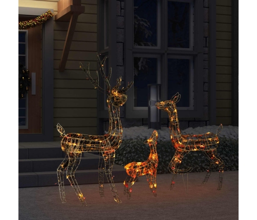 vidaXL akrila ziemeļbriežu Ziemassvētku dekorācija, 300 krāsainas LED