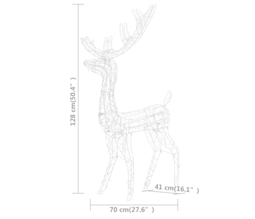 vidaXL akrila ziemeļbriežu Ziemassvētku dekorācija, 300 krāsainas LED