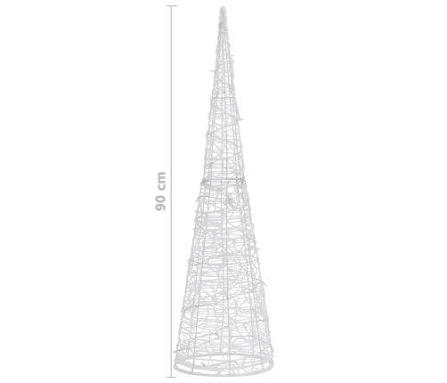 vidaXL LED lampiņu dekorācija, akrils, piramīda, 90 cm, vēsi balta