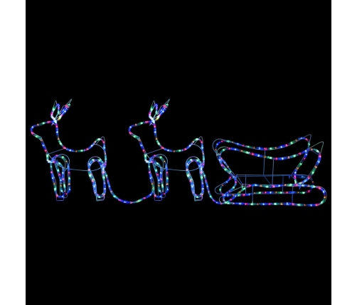 vidaXL Ziemassvētku dekorācija, ziemeļbrieži un kamanas, 576 LED