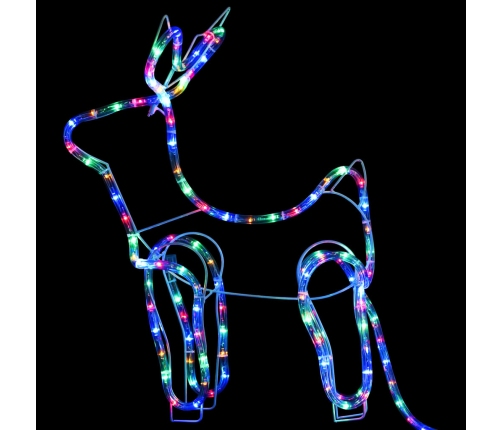 vidaXL Ziemassvētku dekorācija, ziemeļbrieži un kamanas, 576 LED