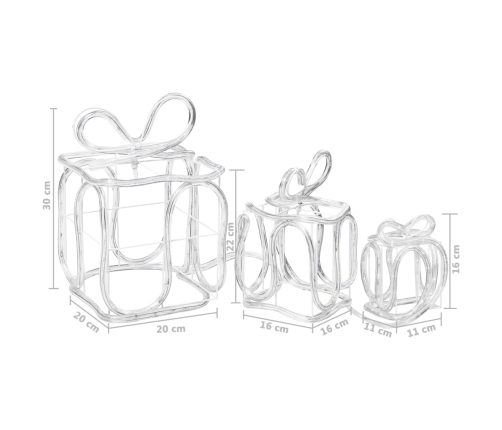 vidaXL Ziemassvētku dekorācija, dāvanu kastes ar 180 LED lampiņām