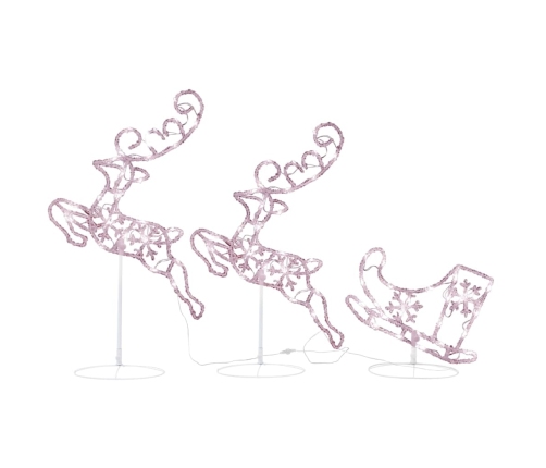 vidaXL Ziemassvētku dekorācija, lidojoši brieži, kamanas, 260x21x87 cm