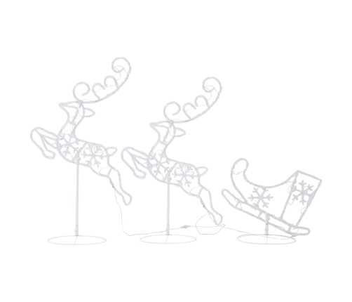 vidaXL Ziemassvētku dekorācija, lidojoši brieži, kamanas, 260x21x87 cm