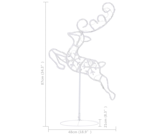 vidaXL Ziemassvētku dekorācija, lidojoši brieži, kamanas, 260x21x87 cm