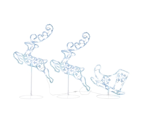 vidaXL Ziemassvētku dekorācija, lidojoši brieži, kamanas, 260x21x87 cm