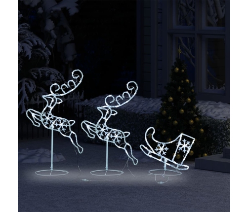 vidaXL Ziemassvētku dekorācija, lidojoši brieži, kamanas, 260x21x87 cm