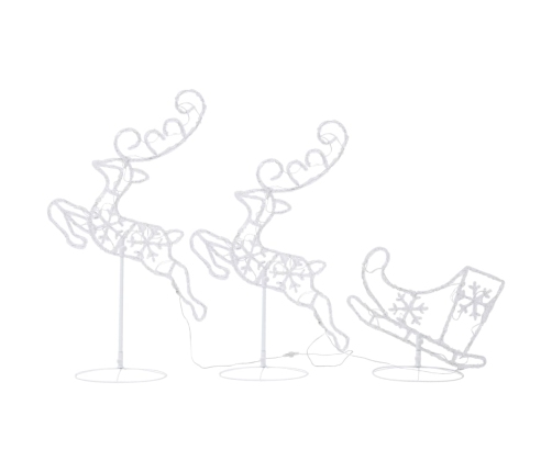 vidaXL Ziemassvētku dekorācija, lidojoši brieži, kamanas, 260x21x87 cm