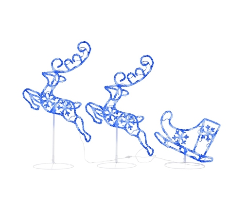 vidaXL Ziemassvētku dekorācija, lidojoši brieži, kamanas, 260x21x87 cm