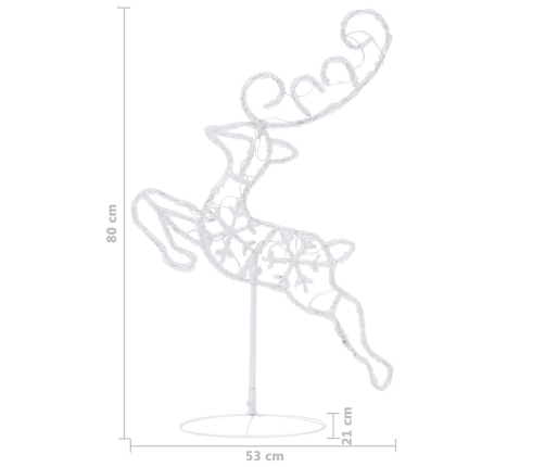 vidaXL Ziemassvētku dekorācija, lidojoši brieži, kamanas, 260x21x87 cm