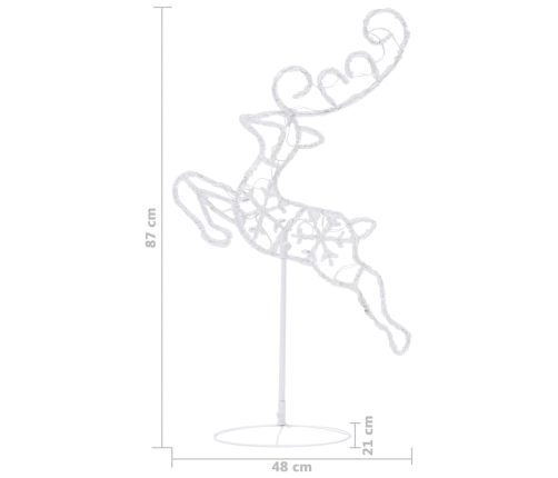 vidaXL Ziemassvētku dekorācija, lidojoši brieži, kamanas, 260x21x87 cm