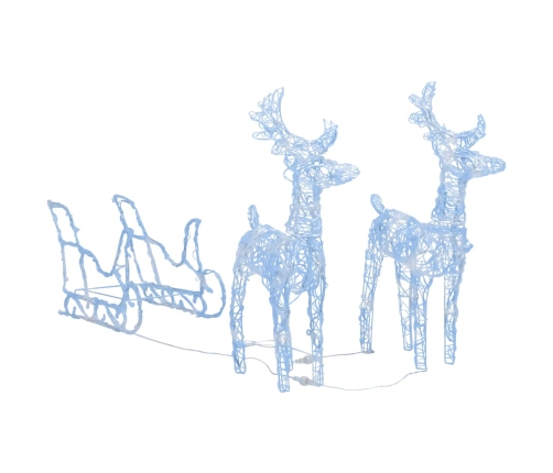 vidaXL Ziemassvētku dekorācija, ziemeļbrieži, kamanas, 160 LED, 130 cm