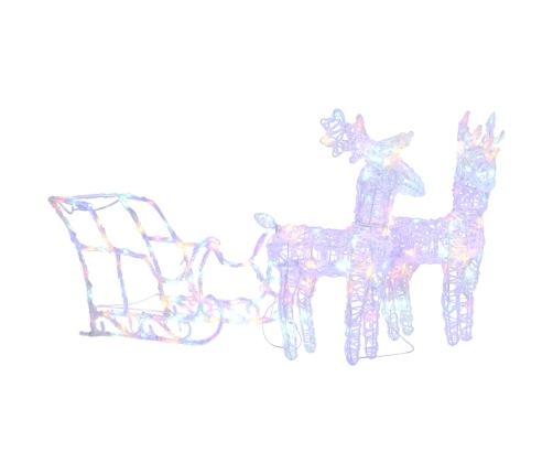 vidaXL Ziemassvētku dekorācija, ziemeļbrieži, kamanas, 160 LED, 130 cm