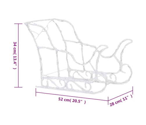 vidaXL Ziemassvētku dekorācija, ziemeļbrieži, kamanas, 160 LED, 130 cm