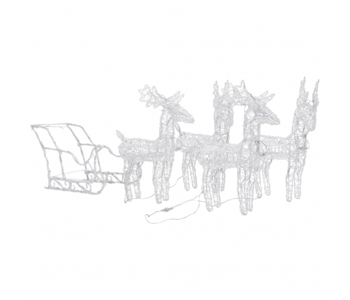 vidaXL Ziemassvētku dekorācija, ziemeļbrieži un kamanas, 280x28x55 cm