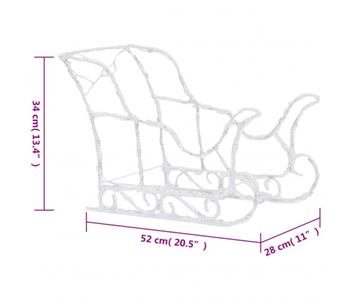 vidaXL Ziemassvētku dekorācija, ziemeļbrieži un kamanas, 280x28x55 cm