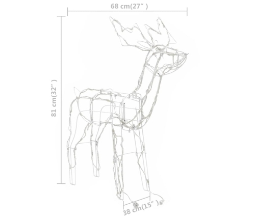 vidaXL 3-daļīgs Ziemassvētku dekors ar lampiņām, brieži, 229 LED