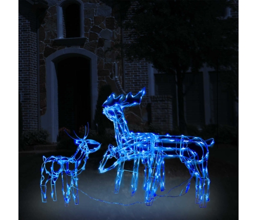 vidaXL 3-daļīgs Ziemassvētku dekors ar lampiņām, brieži, 229 LED