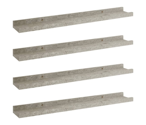 vidaXL sienas plaukti, 4 gab., betona pelēki, 60x9x3 cm