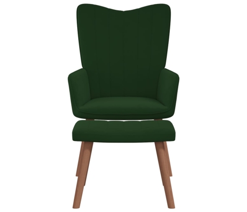 vidaXL atpūtas krēsls ar kāju balstu, tumši zaļš samts