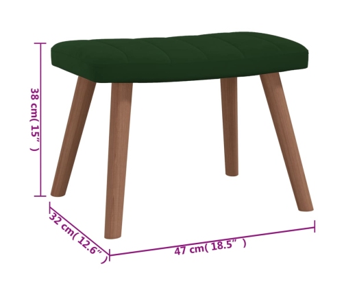 vidaXL atpūtas krēsls ar kāju balstu, tumši zaļš samts