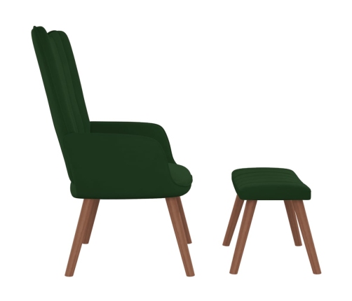 vidaXL atpūtas krēsls ar kāju balstu, tumši zaļš samts