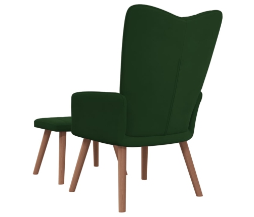 vidaXL atpūtas krēsls ar kāju balstu, tumši zaļš samts