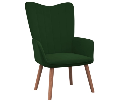 vidaXL atpūtas krēsls ar kāju balstu, tumši zaļš samts