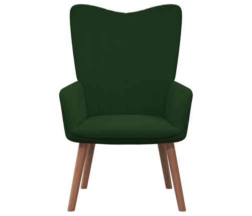 vidaXL atpūtas krēsls ar kāju balstu, tumši zaļš samts