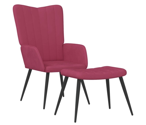 vidaXL atpūtas krēsls ar kāju balstu, vīnsarkans samts