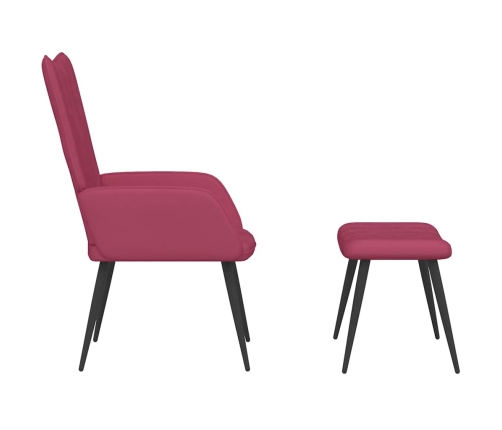 vidaXL atpūtas krēsls ar kāju balstu, vīnsarkans samts