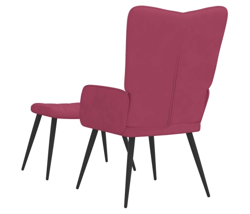 vidaXL atpūtas krēsls ar kāju balstu, vīnsarkans samts